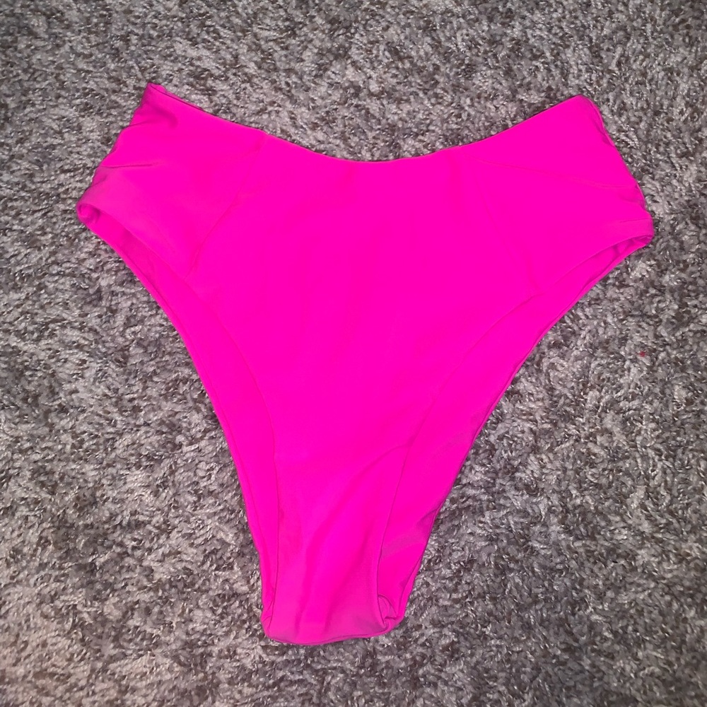 High waisted pink bikini bottoms